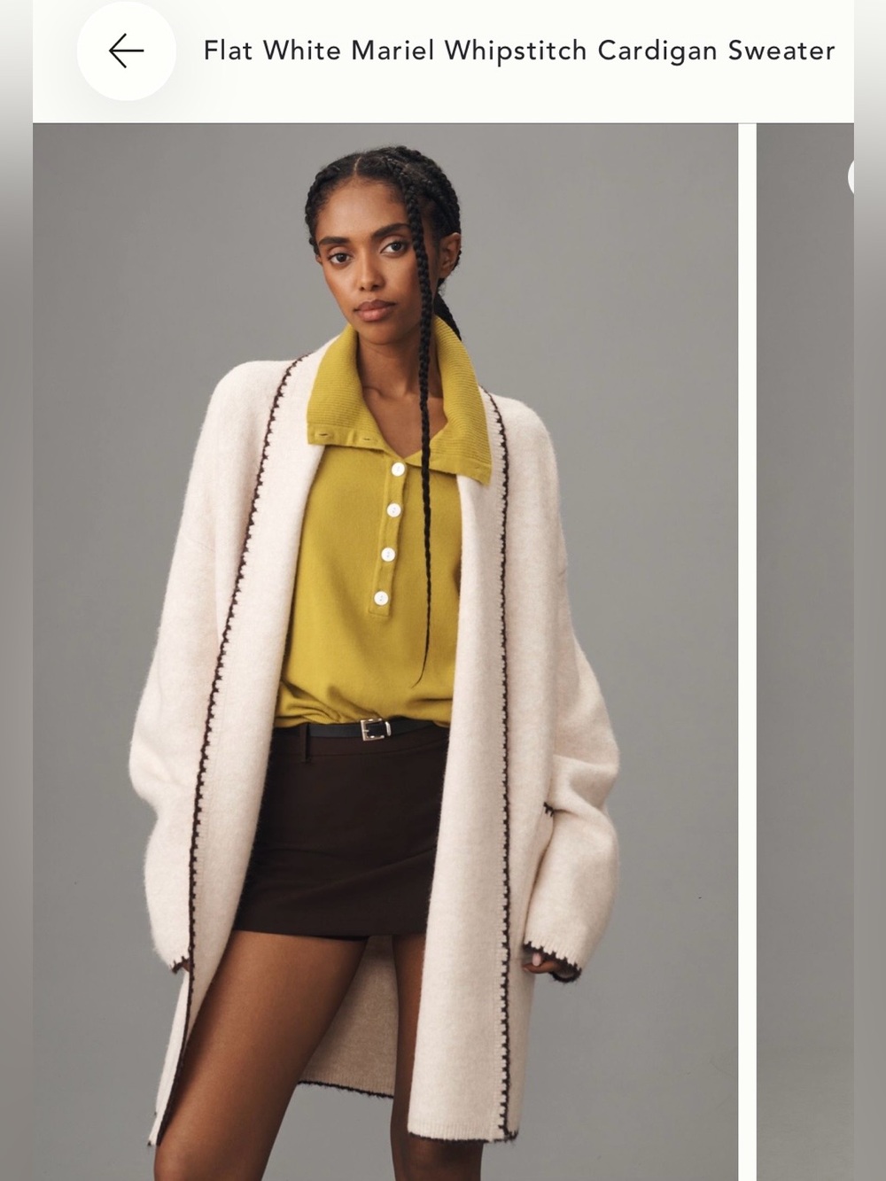 Anthropologie Cream Whipstitch Open Cardigan Sweater